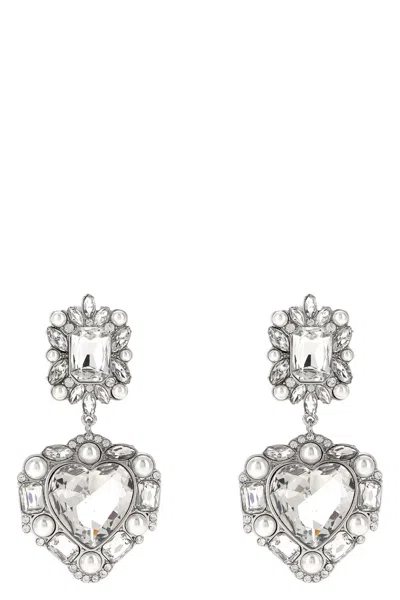 SELF-PORTRAIT 'CRYSTAL PEARL TIERED HEART' EARRINGS