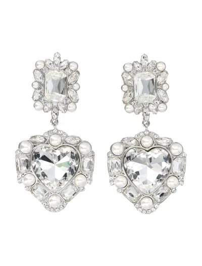 SELF-PORTRAIT SELF-PORTRAIT CRYSTAL PEARL TIERED HEART EARRINGS