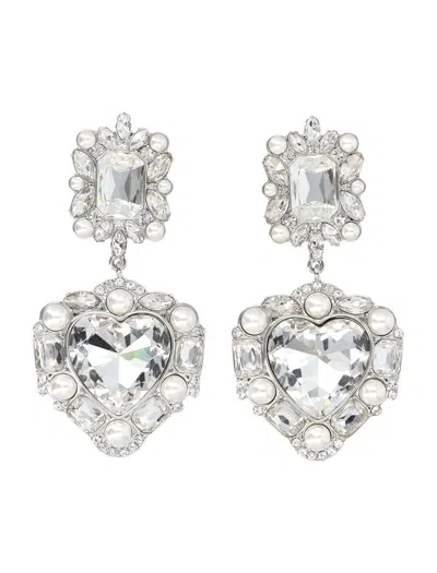 SELF-PORTRAIT SELF-PORTRAIT CRYSTAL PEARL TIERED HEART EARRINGS