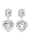 Self-portrait Self Portrait Crystal Pearl Heart Earrings In Metallic