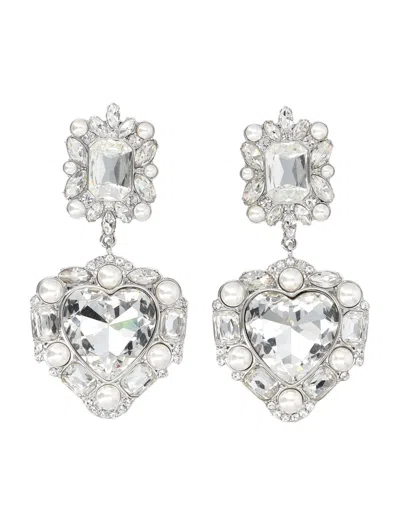 Self-portrait Crystal Pearl Tiered Heart Earrings