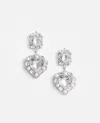 Self-portrait Crystal Pearl Tiered Heart Earrings In Silver