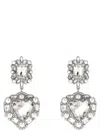 Self-portrait Crystal Pearl Tiered Heart Earrings In Metallic