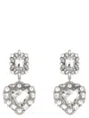 Self-portrait Crystal Pearl Tiered Heart Earrings In Metallic