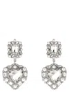 Self-portrait Crystal Pearl Tiered Heart Earrings In Metallic