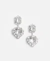 Self-portrait Crystal Pearl Tiered Heart Earrings In Silver