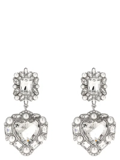 SELF-PORTRAIT SELF-PORTRAIT 'CRYSTAL PEARL TIERED HEART' EARRINGS