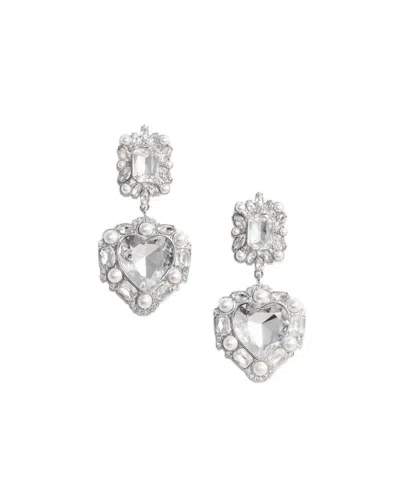 Self-portrait Crystal Pearl Tiered Heart Earrings