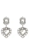 Self-portrait Self Portrait 'crystal Pearl Tiered Heart' Earrings In Silver