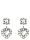 Self-portrait 'crystal Pearl Tiered Heart' Earrings In Silver