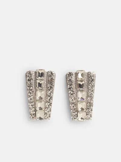 Self-portrait Crystal' Silver Brass Earrings