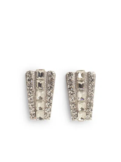 Self-portrait Crystal' Silver Brass Earrings