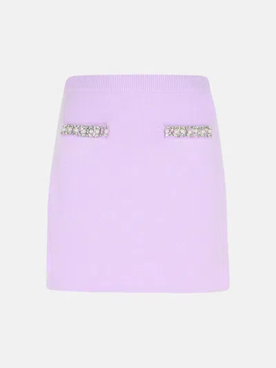Self-portrait 'crystal' Skirt In Lilac Viscose Blend In Purple