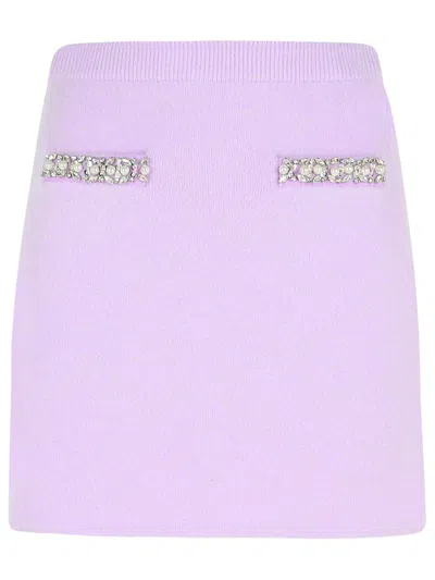 Self-portrait 'crystal' Skirt In Lilac Viscose Blend In Purple