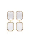 Self-portrait Geometric Gold-tone Crystal Earrings In Grey