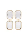 Self-portrait Geometric Gold-tone Crystal Earrings In Grey