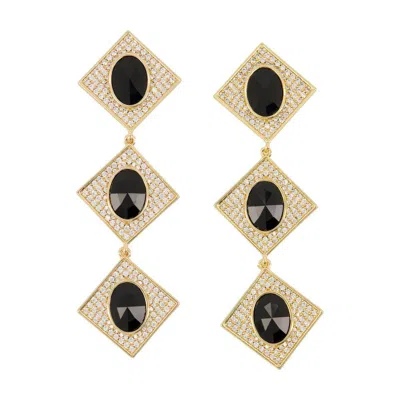 Self-portrait Crystal Tiered Earrings In Gray