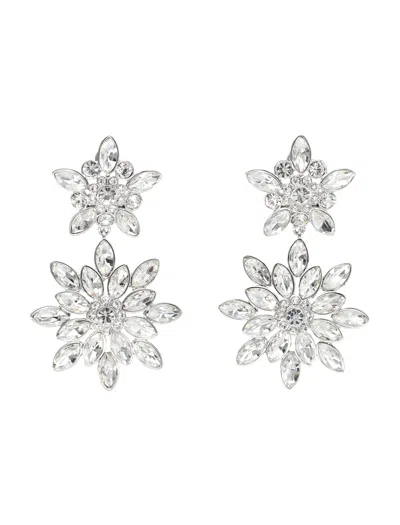 Self-portrait Crystal Tiered Earrings In Neutral