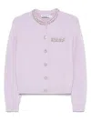 Self-portrait Lilac Crystal Trim Knit Cardigan
