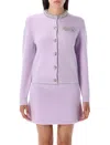 Self-portrait Lilac Crystal-trim Cardigan With Round Neckline In Purple