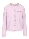 Self-portrait Lilac Crystal-trim Cardigan With Round Neckline In Pink