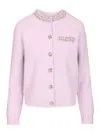 Self-portrait Crystal Trim Cardigan Knitwear Violet In Purple