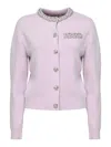 Self-portrait Crystal Trim Cardigan In Purple