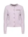 Self-portrait Lilac Crystal-trim Cardigan With Round Neckline In Purple