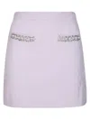Self-portrait Knit Skirt With Crystals In White