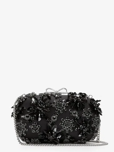 Self-portrait Crystals Clutch Bag In Black