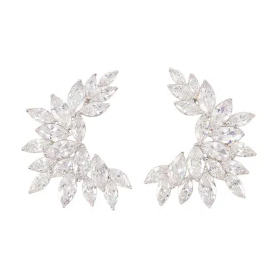 Self-portrait Crystal Cuff Earrings In Metallic