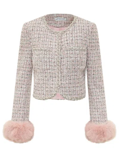 Self-portrait Cuff Jacket In Pink