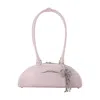 Self-portrait Curved Charm Shoulder Bag - Leather - Purple In Pink