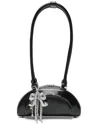 Self-portrait Curved Charm Shoulder Bag In Black