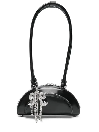 Self-portrait Curved Charm Shoulder Bag In Black