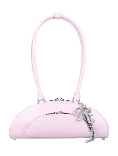 Self-portrait Curved Charm Shoulder Bag In Pink