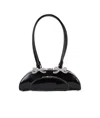 Self-portrait Black Leather Curved Shoulder Bag In Black
