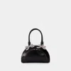 Self-portrait Leather Curved Mini Tote Bag In Black
