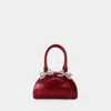 Self-portrait Womens Burgundy Bow-embellished Curved Leather Tote Bag In Burgundy