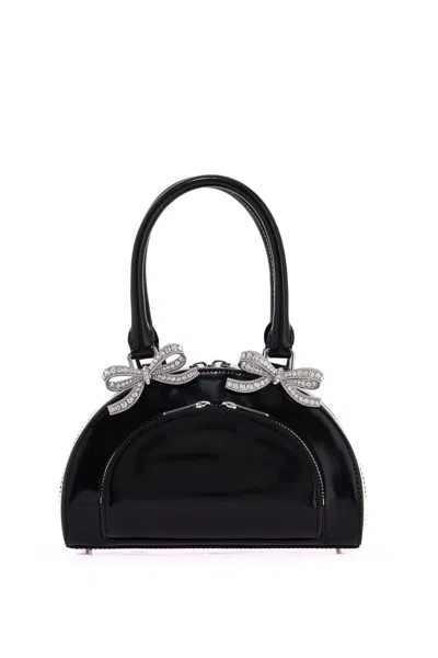 Self-portrait Curved Mini Handbag With Handle In Black (black)