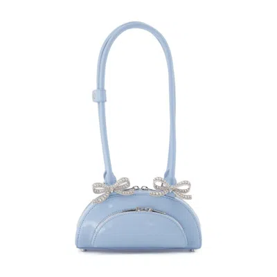 SELF-PORTRAIT SELF-PORTRAIT CURVED MINI SHOULDER BAG - LEATHER - BLUE