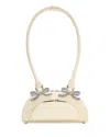 Self-portrait Cream Leather Curved Mini Shoulder Bag Beige In Cream