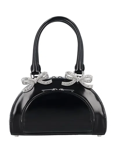 Self-portrait Curved Mini Tote In Black