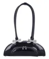 Self-portrait Black Leather Curved Shoulder Bag In Black