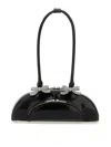 Self-portrait Black Leather Curved Shoulder Bag In Black
