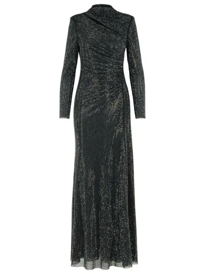 Self-portrait Self Portrait Long Mesh Dress With Rhinestones In Black