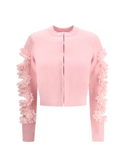 Self-portrait Cut-out Detailed Cardigan In Pink