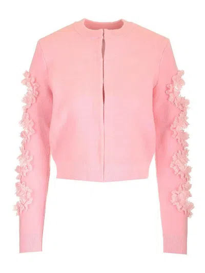 Self-portrait Cut-out Detailed Cardigan In Pink