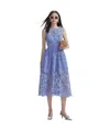 Self-portrait Abito Midi Con Cut-out In Pizzo Blu In Blue