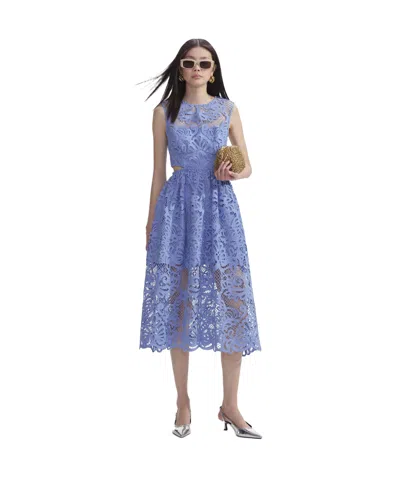 Self-portrait Cut-out Lace Midi Dress In Blue